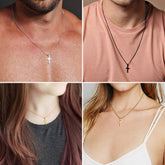 Turandoss Cross Necklace for Men Stainless Steel Silver Gold Plain Cross Pendant Necklace Simple Jewelry 16-24 Inches Chain Christian Valentines Day Birthday Gifts for for Men Women Teen Boy