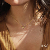 Turandoss 14K Gold Plated Dainty Tiny Small Bubble Cross Pendant Necklace for Women Girls Kids Simple Cute Jewelry Trend Religious Christian Easter Birthday Gifts for Women Girls