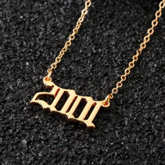 Turandoss 2000 Necklace Birth Year Necklace, Teen Girls Gifts Old English Birth Year Number Pendant 14K Gold Plated Necklace Gifts for Women Birthday Anniversary Friends Jewelry