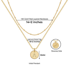Turandoss Dainty 14K Gold Plated Layered Initial Pendant Necklace for Women Adjustable Fashion Knot Chain Letter A-Z Jewelry Birthday Gifts for Women Teen Girls Age 16-18