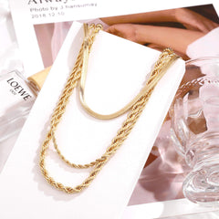 Layered Choker Necklaces for Women, 14K Gold Plated Gold Twisted Rope Chain Chunky Stack Necklace Stack Snake Herringbone Chain Necklaces for Women Gold Jewelry Set Gifts