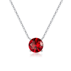 Turandoss Red Garnet Pendant Necklace for Women S925 Sterling Silver Round Birthstone Jewelry January Birthday Teacher Appreciation Mothers Day Graduation Gifts for Her Mom Kids Teen Girls Wife Ideas