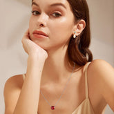 Turandoss Valentines Day Gifts for Her Red Garnet Pendant Necklace for Women S925 Sterling Silver Round Birthstone Jewelry January Birthday Mothers Day Gifts for Women Girls Her Girlfriend Wife Mom