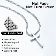 Turandoss Gold Silver Black Cross Necklaces for Men Boys 3Pcs Stainless Steel Pendant 16-24 inches Chain Jewelry Set Christian Religious Easter Birthday Gifts for Men Boys Boyfriend Husband