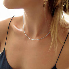Turandoss Layered Silver Necklace for Women14K-White-Gold-Plated Crescent Layered Choker Necklace for Women Layering Necklace Silver Necklace for Women Silver Jewelry