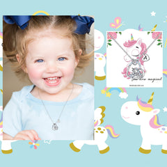 Turandoss 14K White Gold Plated Colorful Cz Initial Unicorn Heart Pendant Necklaces for Teens Little Girls Daughter Kids Jewelry Easter Birthday Gifts for Women Girls Age 8-12