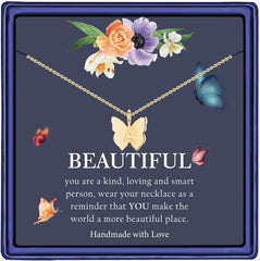 Turandoss Initial Butterfly Necklaces Gifts for Women Cute Charm Butterfly Pendant Summer Jewelry Birthday Teacher Appreciation Mothers Day Graduation Gifts for Her Mom Kids Teen Girls Wife Ideas