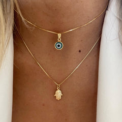 Turandoss 14K Gold Plated Charm Evil Eye Blue Eyes Amulet Pendant Necklace for Women Boho Turkish Blue Jewelry Teacher Appreciation Mothers Day Graduation Gifts for Her Mom Kids Teen Girls Wife Ideas