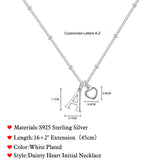 Turandoss Silver Plated Silver Dainty Heart Chain Necklaces for Women Girls Simple Pendant Charm Initial Necklace Tiny Letter A Jewelry Gifts for Women Girls Her Birthday Ideas