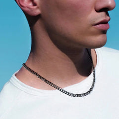 Turandoss Chunky Cuban Link Necklaces Gifts for Men Dainty Black Cuban Chain Simple Trendy Jewelry Birthday Anniversary Valentines Day Gifts for Men Boy Boyfriend
