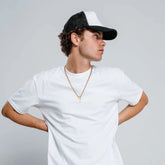 Turandoss Cross Pendant Necklaces Gifts for Men 14K White Gold Plated Dainty Box Chain Trendy Jewelry Birthday Anniversary Valentines Day Gifts for Men Boys Dad Husband Boyfriend