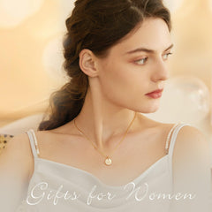 Turandoss Dainty Disc Pendant 14K Gold Plated Tiny Initial Necklace for Women Girls Letter A-Z Cute Jewelry Personalized Birthday Gifts Gifts for Women Her Wife