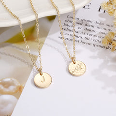 Turandoss Dainty Disc Pendant 14K Gold Plated Tiny Initial Necklace for Women Girls Letter A-Z Cute Jewelry Personalized Birthday Gifts Gifts for Women Her Wife