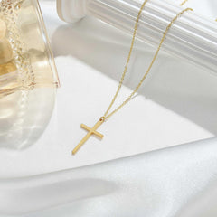 Turandoss 14K Gold Plated Dainty Tiny Cross Pendant Necklace for Women Faith Jewelry Trendy Personalizedt First Communion Christian Religious Baptism Birthday Easter Gifts for Her Kid Girls