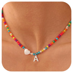 Turandoss Birthday Gifts for Tween Teen Teenage Girl Gift Idea Colorful Initial Beaded Heart Choker Necklaces Teacher Appreciation Mothers Day Graduation Gifts for Her Mom Kids Teen Girls Wife Ideas