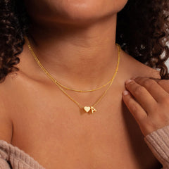 Turandoss 14K Gold Plated Dainty Heart Necklace for Women Layered Bubble Tiny Initial a-z Pendant Jewelry Personalized Birthday Gifts for Women Girls Daughter Granddaughter Niece