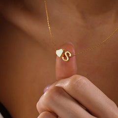 Turandoss 14K Gold Plated Dainty Heart Necklace for Women Layered Bubble Tiny Initial a-z Pendant Jewelry Personalized Birthday Gifts for Women Girls Daughter Granddaughter Niece