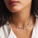 Turandoss Colorful Beaded Initial Choker Necklace for Women Girls Letter A-Z Cute Jewelry Trendy Personalized Birthday Easter Gifts for Her Kids Women Teen Girl