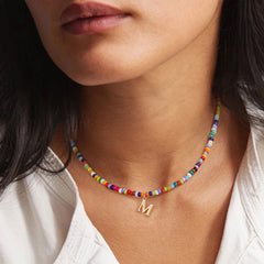 Turandoss Colorful Beaded Initial Choker Necklace for Women Girls Letter A-Z Cute Jewelry Trendy Personalized Birthday Easter Gifts for Her Kids Women Teen Girl