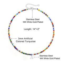 Turandoss Colorful Beaded Initial Choker Necklace for Women Girls Letter A-Z Cute Jewelry Trendy Personalized Birthday Gifts for Women Teen Girl