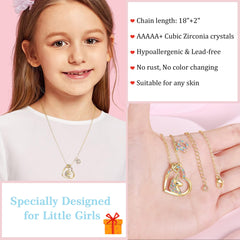 Turandoss 9 Year Old Girl Gifts for Birthday - 14K-Gold-Plated Colorful Cz Heart Pendant Unicorn Necklace Girls Jewelry Birthday Gift for 9 Year Old Girl Unicorn Necklace for Girls Unicorns Gifts
