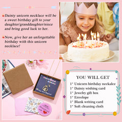 Turandoss 9 Year Old Girl Gifts for Birthday - 14K-Gold-Plated Colorful Cz Heart Pendant Unicorn Necklace Girls Jewelry Birthday Gift for 9 Year Old Girl Unicorn Necklace for Girls Unicorns Gifts