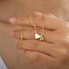 Turandoss 14K Gold Plated Dainty Heart Necklace for Women Bubble Tiny Initial A- Z Jewelry Trend Personalized Birthday Easter Gifts for Her Kid Women Teen Girls