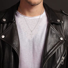 Turandoss 925 Sterling Silver Cross Pendant Necklace for Men Boys 18K Silver Plated 16-30 inch Box Chain Unisex Jewelry Christian Religious Birthday Fathers Day Gifts for Men Women Dad Son