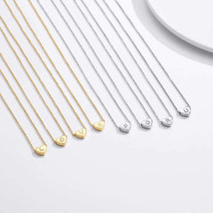 Turandoss 14K White Gold Plated Choker Cz Tiny Heart Name Pendant Necklace for Women Girls Kids Letter A-Z Cute Jewelry Personalized Birthday Gifts Gifts for Women Teen Girls