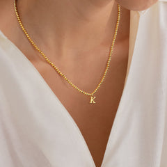Turandoss 14K Gold Plated Dainty Beaded Initial Choker Necklace for Women Teen Girls Cute Letter A-Z Jewelry Trendy Personalized Birthday Gifts for Women Her