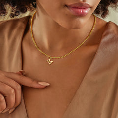 Turandoss 14K Gold Plated Dainty Beaded Initial Choker Necklace for Women Teen Girls Cute Letter A-Z Jewelry Trendy Personalized Birthday Gifts for Women Her
