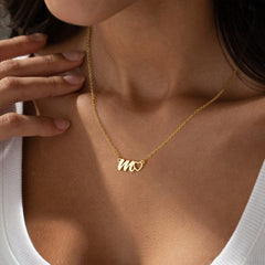 Turandoss 14K Gold Plated Dainty Initial Necklace for Women Girls Adjustable Chain Hollow Heart Tiny Letter A-Z Non Tarnish Personalized Birthday Gifts for Women