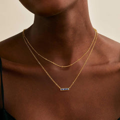 Turandoss Layered Birthstone Necklaces for Women Girls, Dainty 14K Gold Plated October Created Pink Tourmaline Birthstone Pendant Necklaces, Trendy Birthday Jewelry Gifts for Women Mothers Girls