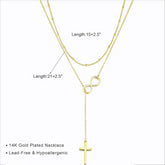 Turandoss Infinity Gold Cross Necklace for Women - Dainty 14K Gold Plated Y Shaped Cross Pendant Necklace Long Layered Necklaces for Women Drop Lariat Necklaces Jewelry for Womens Christmas Gifts