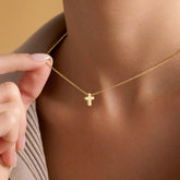 Turandoss Dainty Gold Cross Necklace for Women Girls - Personalized 18K Gold Plated Simple Pendant Necklace, Gold Jewelry for Women Trendy, 16+2.5In
