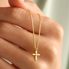 Turandoss Cross Necklace for Women Dainty Tiny Cross Pendant Choker 14K Gold Plated Simple Chain Trendy Religious Jewelry Gift for Women Girls