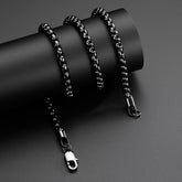 Turandoss Birthday Easter Annyversary Gifts for Boyfriend Him Silver Box Chain Necklace for Men Cuban Link 20in Sturdy Jewelry Trendy Stainless Steel