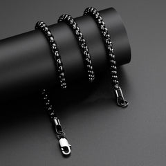 Turandoss Birthday Easter Annyversary Gifts for Boyfriend Him Silver Box Chain Necklace for Men Cuban Link 20in Sturdy Jewelry Trendy Stainless Steel