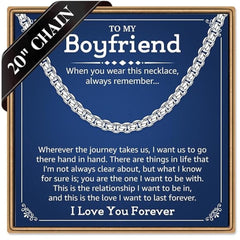 Turandoss Birthday Gifts for Boyfriend Box Chain Necklace for Men Cuban Link Sturdy Jewelry Trendy Stainless Steel Teacher Appreciation Graduation Fathers Day Gifts for Him Her Men Son Dad Boys Girls