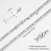 Turandoss Gifts for HusbandCross Necklace Silver Figaro Chain Cross Necklace for Men Husband Gifts Easter Christian Jewelry Gift for Him Anniversary Birthday Gift for Man Husband Him from Wife
