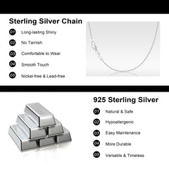 Turandoss Solid 925 Sterling Silver Chain Necklace for Women, 1.2Mm Cable Chain Necklace Shiny Sturdy Hypoallergenic Chain Necklaces, 16/18/20/22/24 Inches Dainty Silver Jewelry for Women Christmas