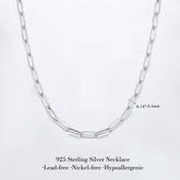 Turandoss Solid 925 Sterling Silver Chain Necklace for Women Men - 3.5Mm Sterling Silver Paperclip Necklace for Women Hypoallergenic Soft Sturdy Necklaces 16 18 20 22 24 Inches Jewelry Gifts for Her