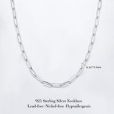 Turandoss Solid 925 Sterling Silver Chain Necklace for Women Men 3.5mm Sterling Silver Paperclip Necklace Hypoallergenic Soft Sturdy Necklaces 16-24 inches Jewelry Easter Gifts for Women Her