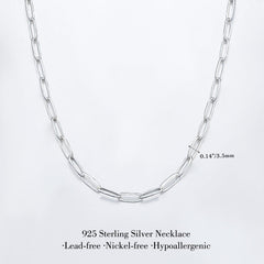 Turandoss Solid 925 Sterling Silver Chain Necklace for Women Men 3.5mm Sterling Silver Paperclip Necklace Hypoallergenic Soft Sturdy Necklaces 16-24 inches Jewelry Easter Gifts for Women Her