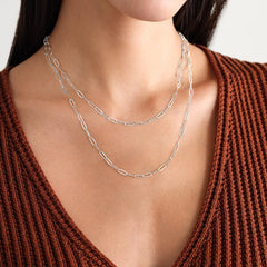 Turandoss Solid 925 Sterling Silver Chain Necklace for Women Men 3.5mm Sterling Silver Paperclip Necklace Hypoallergenic Soft Sturdy Necklaces 16-24 inches Jewelry Easter Gifts for Women Her