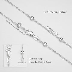 Turandoss Solid 925 Sterling Silver Chain Necklace for Women 1.6mm Satellite Bead Chain Necklace Shiny Sturdy Hypoallergenic Chain 16-24 inches Dainty Silver Jewelry for Women Girls