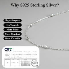 Turandoss Solid 925 Sterling Silver Chain Necklace for Women 1.6mm Satellite Bead Chain Necklace Shiny Sturdy Hypoallergenic Chain 16-24 inches Dainty Silver Jewelry for Women Girls