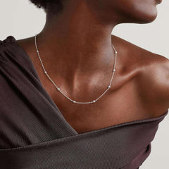 Turandoss Solid 925 Sterling Silver Chain Necklace for Women 1.6mm Satellite Bead Chain Necklace Shiny Sturdy Hypoallergenic Chain 16-24 inches Dainty Silver Jewelry for Women Girls