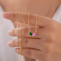 Turandoss Diamond Necklace for Women Girls 14K Gold Plated Emerald Birthstone Necklace Mothers Dainty Gold Necklace Cubic Zirconia Pendant Jewelry Easter Birthday Gift for Women Jewelry