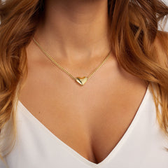 Turandoss 14K Gold Plated Dainty Heart Pendant Necklace for Women Girls Cute Love Chunky Choker Adjustable Chain Jewelry Trend Birthday Gifts for Her